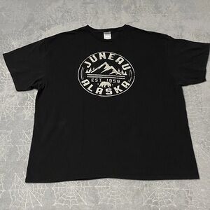 Juneau Alaska Tourist Shirt Mens 2XL Black White Graphic Print Tee Crew Neck